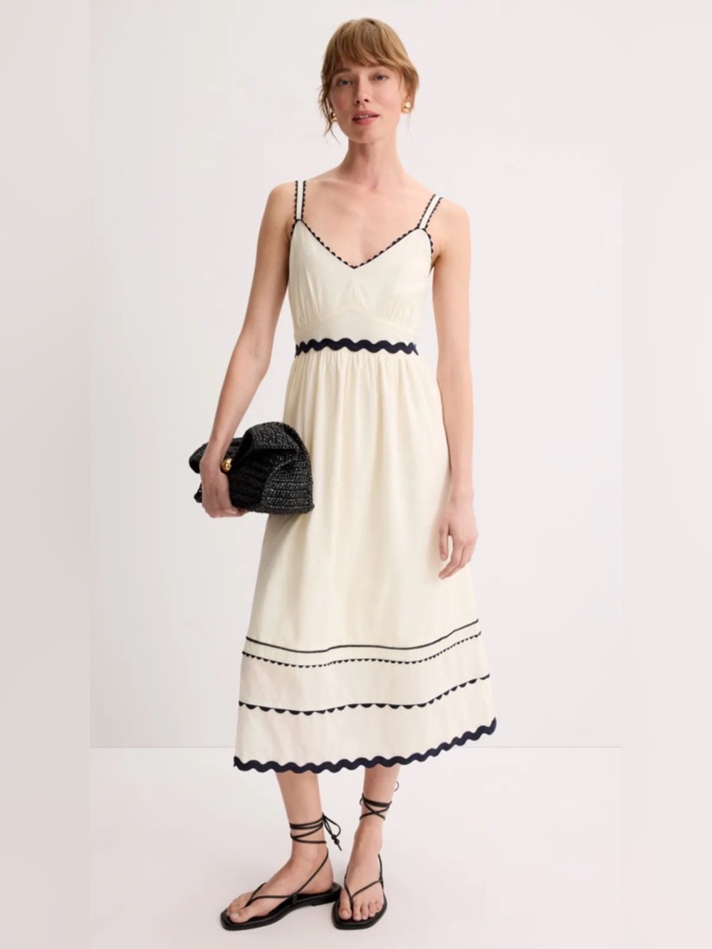 NWT The Good Journey Rickrack Detail Midi Dress Size 10